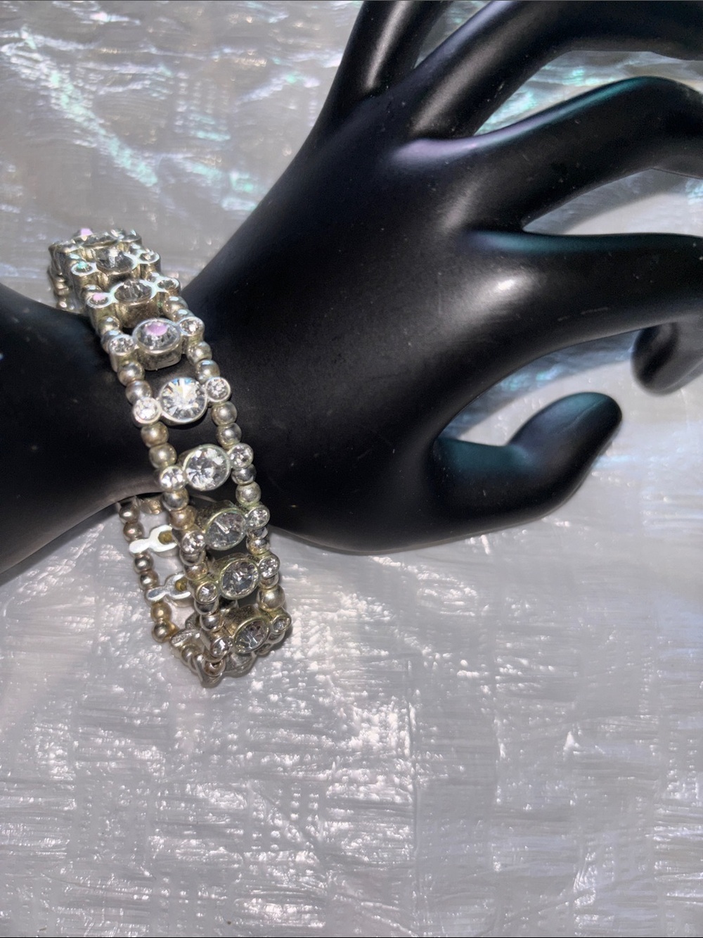 Silver Crystal Stretch Bracelet with Clear Stones